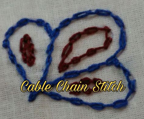 Cable Chain Stitch Embroidery Design, Chain Stitch Embroidery Design, Cable Chain Stitch, Stitch Things, Stitch Necklace, Stitch Embroidery Design, Fabric Frame, Chain Stitch Embroidery, Types Of Stitches