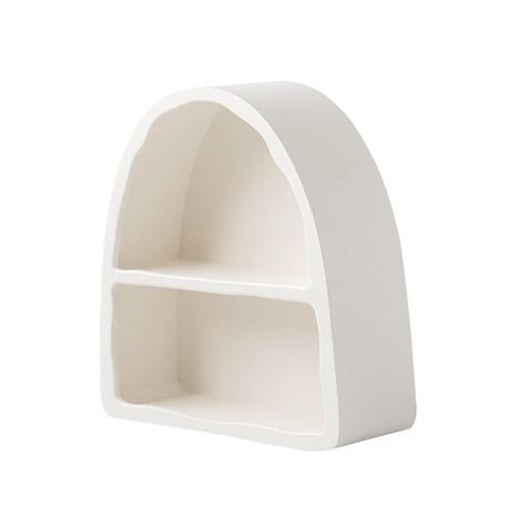 PRICES MAY VARY. ARCHED DESIGN:Irregular wall-mounted cabinet that combines practicality and design aesthetics. Simple Nordic style,modern appeal. QUALITY MATERIAL:The white shelf is made with MDF + particle paint,Storage and decorations.(Due to the special process of particle paint, please keep the wall frame away from prolonged contact with liquids) 2 TIERS WALL SHELVES:it works well both as a freestanding console table or a floating wall accent.Suitable for bedroom,living room,office,garage a Office Floating Shelves, White Hanging Shelves, Cute Shelves, Arched Shelf, Arched Bathroom, Organize Office, Shelves Bedroom, Arched Design, Shelves For Wall