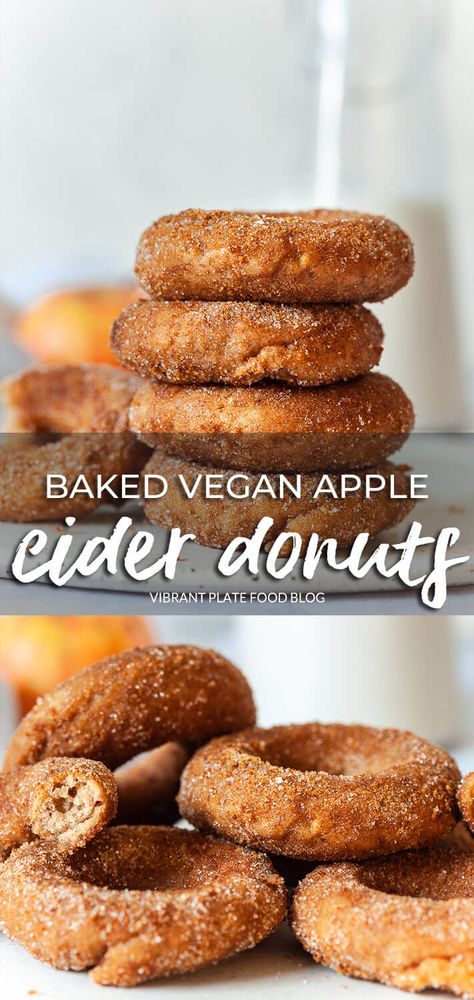 Vegan Cider Donut Recipe, Vegan Apple Cider Donuts Recipe Baked, Vegan Cinnamon Desserts, Vegan Recipes With Apples, Vegan Apple Cider Donut Recipe, Easy Fall Vegan Dinner, Vegan Apple Cookies, Vegan Fall Drinks, Vegan Fall Treats