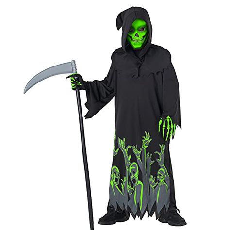 Morph - Glow In The Dark Grim Reaper Costume Kids, Halloween Costume for Boys Scary Phantom Costume, Boys Grim Reaper Costume #affiliatelink Kids Boys Halloween Costumes, Halloween Costumes For Boys 10-12, Scary Boy Costumes, Boys Scary Halloween Costumes, Grim Reaper Costume Kids, Halloween Costumes Boys, Grim Reaper Halloween Costume, Scary Kids Costumes, Boys Halloween Costumes