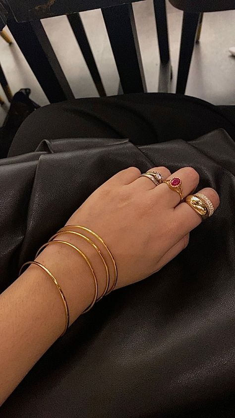 Indian Rings Aesthetic, Gold Bangles Indian, Indian Rings, Everyday Fashion Outfits, Jewellery Ideas, Classy Jewelry, Fashion Board, Jewelry Inspo, Aesthetic Design