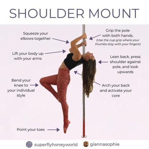 Simple Pole Dancing Moves, Shoulder Mount Pole, Pole Fitness Beginner, Intermediate Pole, Pole Dancing For Beginners, Pole Fitness Inspiration, Pole Fitness Moves, Pole Classes, Pole Sport