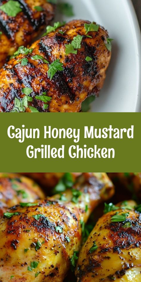 Elevate your grilling game with Cajun Honey Mustard Grilled Chicken! This irresistible dish combines the sweetness of honey and the tangy kick of Dijon mustard with bold Cajun spices. Perfectly marinated and grilled to perfection, it's a crowd-pleaser at any barbecue. Serve it alongside coleslaw, grilled veggies, or Cajun rice pilaf for a delicious meal that celebrates summer flavors. Quick to prepare and bursting with flavor, this recipe is a must-try for your next cookout! #Grilling #CajunCuisine #SummerRecipes Cajun Grilled Chicken, Honey Mustard Grilled Chicken, Cajun Spices, Cajun Rice, Creole Mustard, Summer Flavors, Beef Salad, Rice Pilaf, Honey Chicken