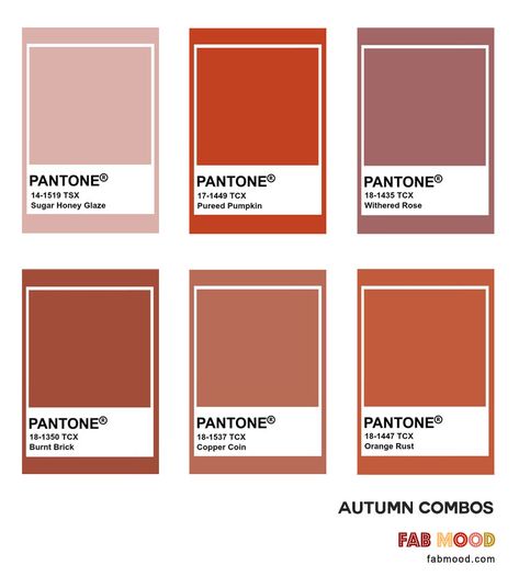 Rust color combinations for autumn wedding,what color looks best with rust Rust Color Combinations, Pantone Tcx, Pantone Palette, Color Pantone, Pantone Colour Palettes, Beautiful Leaves, Colored Leaves, Fall Color Palette, Color Palette Design