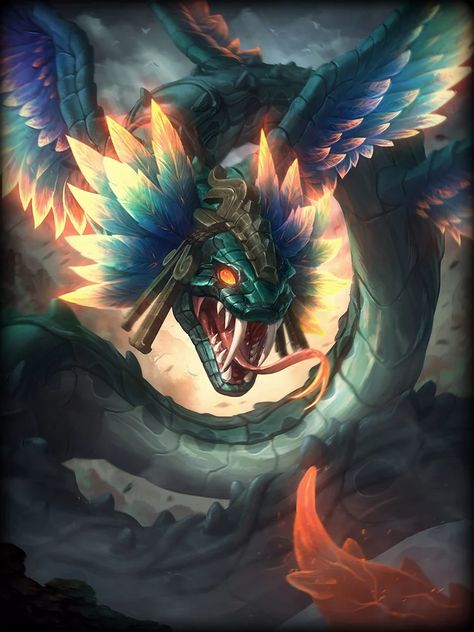 #hi-rez #smite #kukulkan #mage #maya Quetzalcoatl Art, Smite Skins, Winged Serpent, Feathered Serpent, Mexican Culture Art, Mythical Dragons, Stone Statues, Fantasy Art Landscapes, Mexican Culture