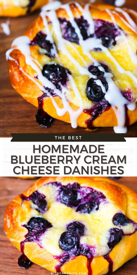 Cream Cheese Danishes, Cheese Danishes, Cream Cheese Danish, Baking Homemade, Danish Pastry, Cheese Danish, Blueberry Cream Cheese, Danish Food, Blueberry Recipes