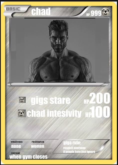 Meme Pokemon Cards Funny, Funny Pokemon Cards, Custom Pokemon Cards, Fake Pokemon Cards, Giga Chad, Battle Cards, Custom Pokemon, Funny Pokemon, Fake Pokemon