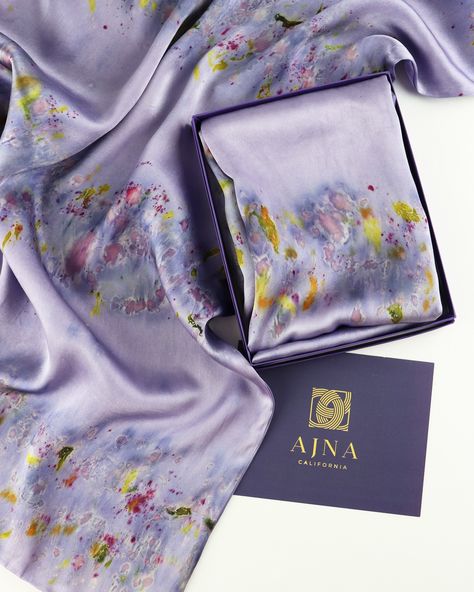 Botanically dyed silk pillowcase set 🪻 #botanicallydyed #silkpillowcase #naturallydyed #ajnacalifornia #botanicaldyeing #shoplocal Botanical Dyeing, Dyed Silk, Eco Printing, Dyeing Techniques, Silk Pillowcase, Silk Dyeing, 2024 Vision, Naturally Dyed, Silk Painting