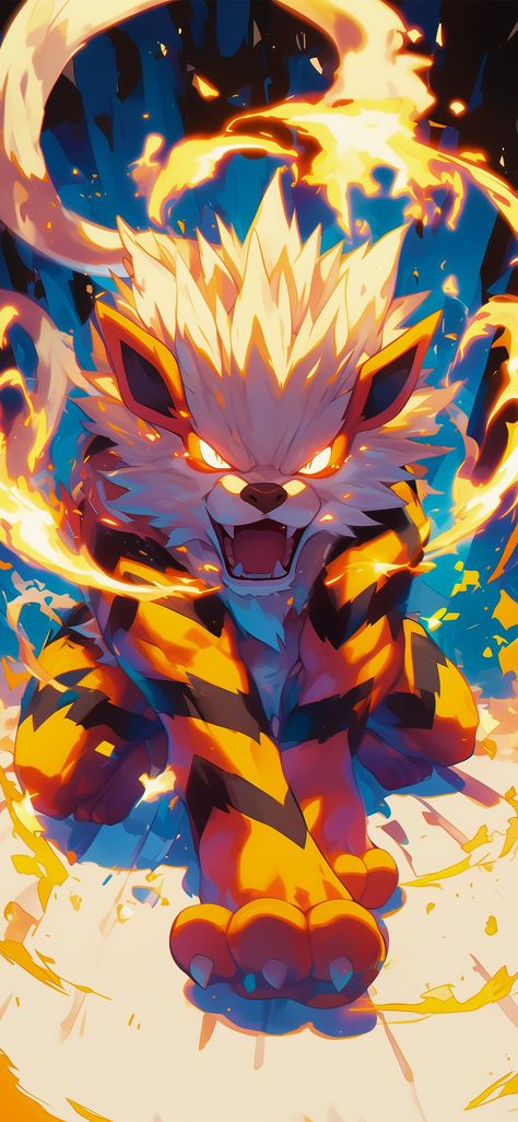 Gyrados Pokemon Art, Arcanine Wallpapers, Garchomp Art, Arcanine Art, Pokemon Art Wallpaper, Hisuian Arcanine, Gengar Wallpapers, Pokemon Arcanine, Arcanine Pokemon