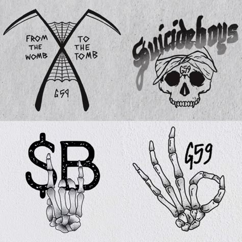 Grey 59 Sketch, $ucideboy$ Tats, Simple G59 Tattoos, $ui̇ci̇deboy$ Drawing, Uicideboys Tats, From The Womb To The Tomb Tattoo, Sb Lyric Tattoos, Suïsideboys Tattoos, Teamsesh Tattoo