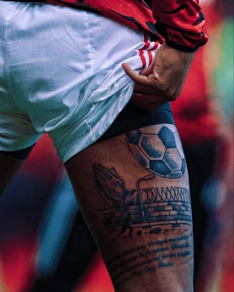 155+ Coolest Football Tattoos For Men (2024) - TattoosBoyGirl England Football Tattoo, Marcus Rashford Tattoo, Football Tattoos For Men, England Squad, Football Tattoo, Helmet Tattoo, Christ Tattoo, Bicycle Kick, Special Tattoos