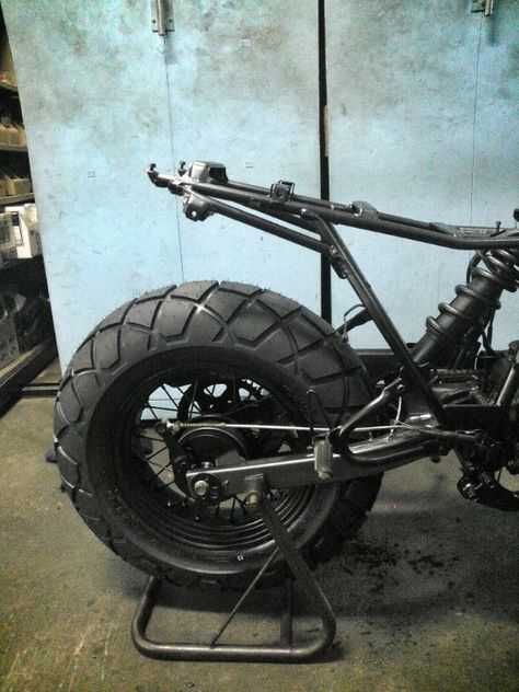 Fat donut tires of TW200 Donut Tires, Yamaha Tw 125, Tw 125, Custom Scrambler, Yamaha Tw200, First Time Driver, Motorcycle Trailer, Scrambler Motorcycle, Ducati Scrambler