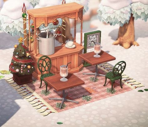 Cocoa Stand, Animal Crossing Designs, Hot Cocoa Stand, Acnh Cottagecore, Animal Crossing 3ds, Animals Crossing, Animal Crossing Guide, Seasonal Drinks, Animal Crossing Wild World