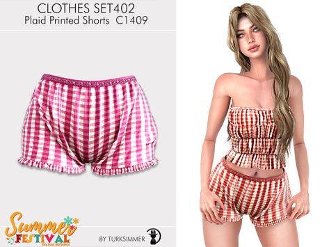 Sims 4 Bloomers, Sims 1, Sims 4 Clothing, Maxis Match, Plaid Shorts, The Sims Resource, Sims Resource, Sims 2, Summer Festival