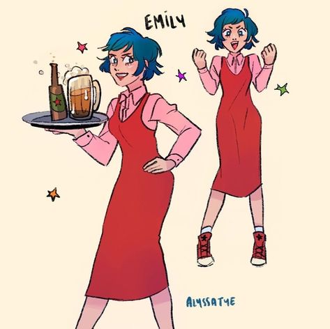 Stardew Valley art > Emily : Your Favorite Blue-Haired Bartender at the Stardrop Saloon | alyssatye Emily Stardew Valley, Stardew Fanart, Stardew Ideas, Stardew Valley Art, Stardew Valley Fanart, Harvest Moon, Stardew Valley, Cute Characters, My Favorites