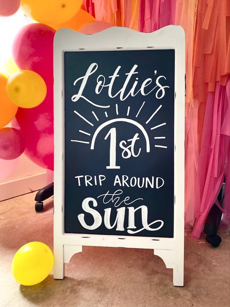 1st Birthday Chalkboard Sign, Happy Birthday Chalkboard, 1st Trip Around The Sun, Chalkboard Typography, 1st Birthday Chalkboard, First Birthday Sign, Chalkboard Birthday, First Trip Around The Sun, Chalk Sign