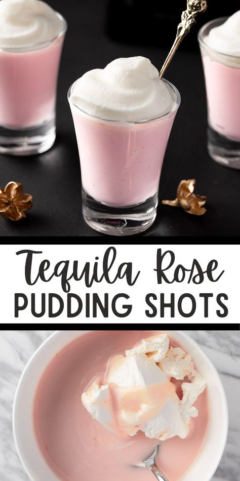 These Tequila Rose Pudding Shots are easy to make and taste absolutely delicious! These are the perfect pudding shots for a party or for Valentine’s Day. Pudding Shots Tequila Rose, Pudding Shots With Tequila Rose, Valentines Pudding Shots, Pink Pudding Shots, Tiramisu Pudding Shots, Tequila Rose Jello Shots, Strawberry Cheesecake Pudding Shots, Tequila Rose Pudding Shots, Tequila Pudding Shots