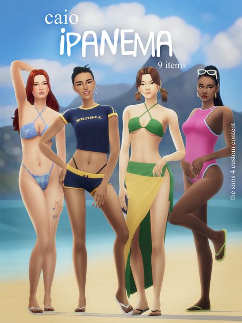 Ipanema: A 9 items set | Patreon Sims Packs, Sims 4 Cc Shoes, Pelo Sims, The Sims 4 Packs, Sims 4 Mm Cc, Sims 4 Expansions, Tumblr Sims 4, Sims 4 Cc Folder, Sims 4 Teen