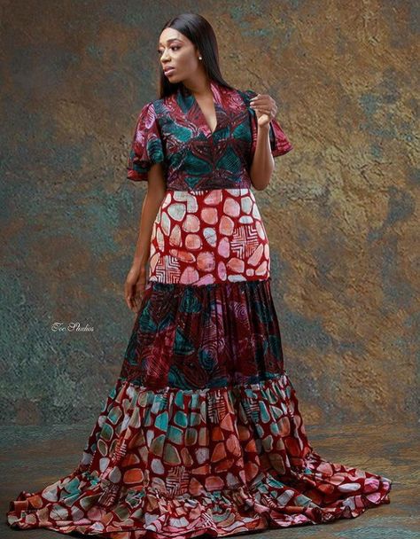 Ankara Tiered Dress, Fancy Maxi Dress, African Maxi Dress Ankara, Elegant Silk Dresses, Bubu Gown Styles, Afrocentric Fashion, Classy Gowns, Funky Dresses, African Dresses For Kids