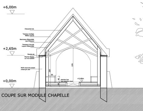 Outdoor Chapel, Small Chapel, St Genevieve, Natural Park, Architecture Student, Timber Framing, Outdoor Landscaping, Sacred Space, Brick Wall