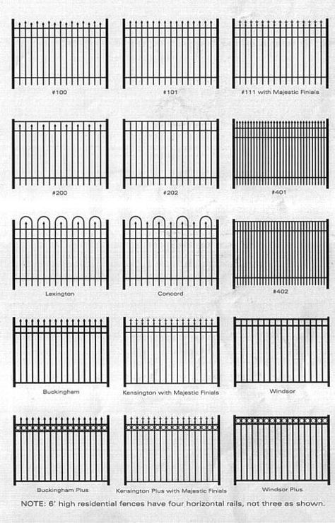 Wrought iron fencing - instead of varying the height on the top which makes it look like spikes, turn it upside down to create varying heights on the bottom. - create gaps in the center to create negative space that makes the poles look floating Wooden Door Ideas, Rod Iron Fences, Wrought Iron Fencing, Iron Fencing, Glass Fence, Rod Iron, Front Fence, Timber Fencing, Horizontal Fence