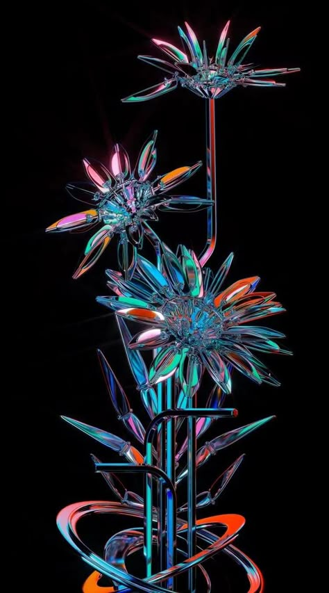 Corporate Event Design, Neon Flowers, Art Journal Therapy, Projection Mapping, Futuristic Art, 3d Artwork, Graphic Wallpaper, Digital Flowers, Art Display