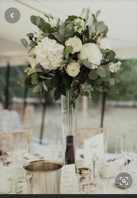 Wedding Centerpieces Flowers Tall, Tall Vase Flower Arrangements Wedding, Tall Floral Arrangements Wedding, Tall Wedding Table Centerpieces, Tall Flowers Wedding, High Flower Centerpieces Wedding, Tall Vases With Flowers, Tall White Flower Arrangements, Classy Wedding Flowers