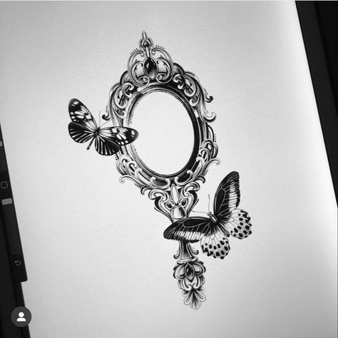 Vintage Mirror Tattoo, Mirror Tattoo, Victorian Tattoo, Mirror Tattoos, Medusa Tattoo, Tattoo Font, Sleeve Tattoos For Women, American Traditional Tattoo, Elegant Tattoos