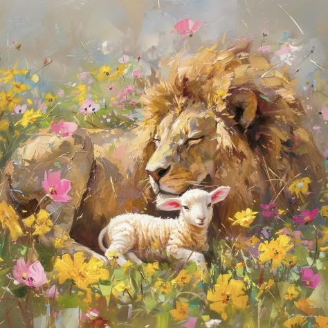 Balance Of Justice, Wolf And Lamb, The Lion And The Lamb, Lion And The Lamb, Eternal Peace, Biblical Artwork, Lion And Lamb, Jesus Christ Artwork, Pictures Of Christ