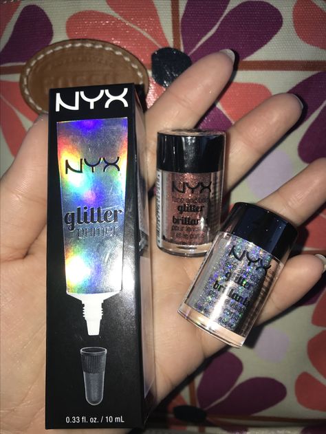 NYX loose glitter and glitter primer. Excited to try this! Nyx Glitter Primer, Nyx Glitter, Glitter Aesthetic, Loose Glitter, Nyx, Makeup Tips, Prom, Glitter, Makeup