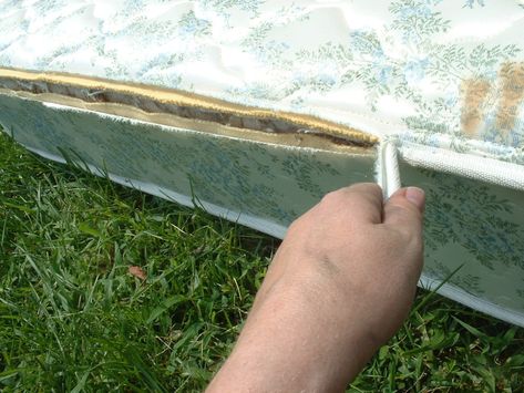 Recycling a Mattress and Box Spring – Trashmagination Upcycle Mattress, Recycle Mattress Topper, Box Spring Upcycle, Box Spring Repurpose, Box Spring Garden, Old Foam Mattress Repurpose, Old Box Spring Ideas Diy, Box Spring Repurpose Upcycle, Repurpose Twin Mattress