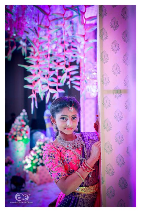 Off Sari Function, Half Saree Ceremony Poses, Half Sari Function Stills, Sari Function Stills, Half Saree Function Photoshoot Poses, Saree Ceremony Stills New, Half Saree Function Poses, Half Saree Function Photo Poses, Puberty Ceremony Photoshoot