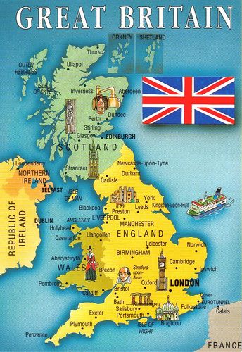 https://flic.kr/p/7a1bu6 | Great Britain map postcard Britain Map, Map Of Great Britain, United Kingdom Map, Map Of Britain, Kingston Upon Hull, Ben Nevis, Tourist Map, Kingdom Of Great Britain, Voyage Europe