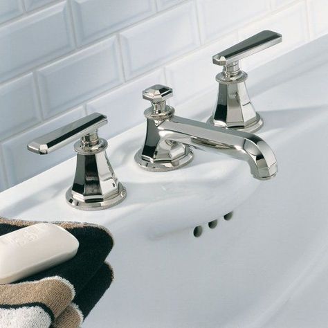 Polished Chrome Versus Polished Nickel | San Marino, CA Patch Polished Nickel Bathroom Fixtures, Polished Chrome Bathroom Fixtures, Polished Nickel Kitchen, Chrome Bathroom Fixtures, Polished Nickel Bathroom, Bathroom Redecorating, Kitchen And Bath Showroom, Art Deco Bathroom, Faucet Design