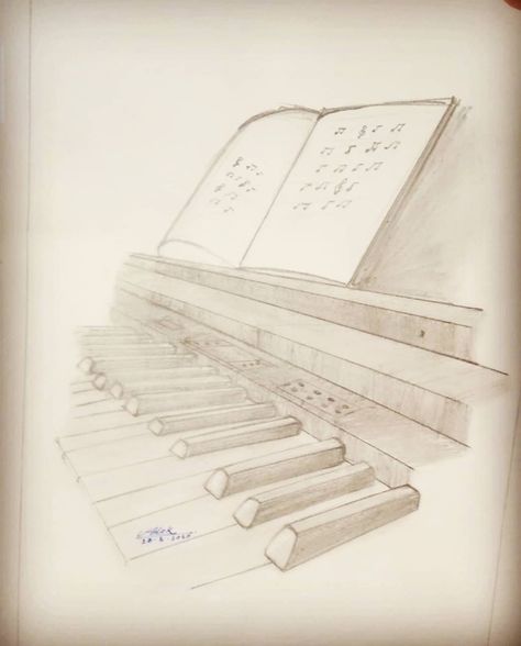 Simple Piano Drawing, Piano Sketch Draw, Piano Aesthetic Drawing, Easy Music Drawings, Piano Drawing Easy, Music Drawing Ideas, Song Drawings, Piano Sketch, Piano Drawing