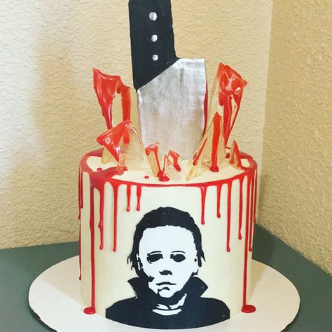 #michaelmyers #halloweenmovie #michaelmyerscake #horrormoviecake #scarycake #nofondant #cake #cakedecorating #cakedesign #dripcake #cakesofinstagram #dripcakesofinstagram #cookiesbykinski Michael Myers Cake, From Scratch Desserts, Scratch Desserts, Movie Cake, Scary Cakes, Movie Cakes, S Cake, Halloween Movie, Michael Myers Halloween