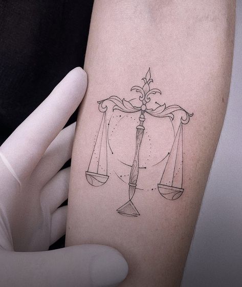 Libra Tattoo Dainty, Legal Tattoo, Lady Justice Scale Tattoo, Scales Of Justice Tattoo Fine Line, Justice Tattoo For Women, Simplistic Libra Tattoo, Law Tattoo Ideas, Law Tattoos, Balance Tattoo Design