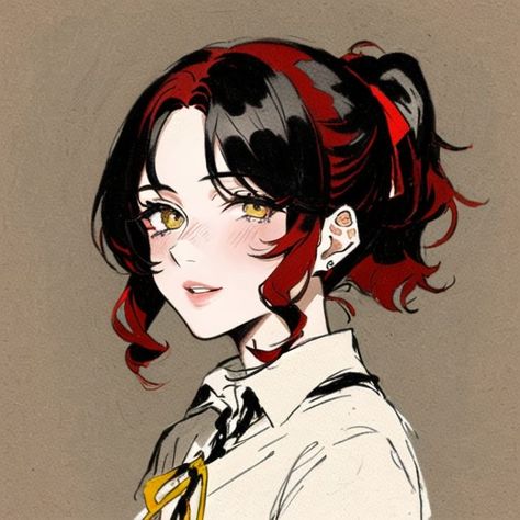 Hair References Drawing, Anime Ponytail, Ponytail Drawing, Short Hair Drawing, Glamorous Curls, Anime Pp, Short Ponytail, Tomboy Art, Ponytail Girl