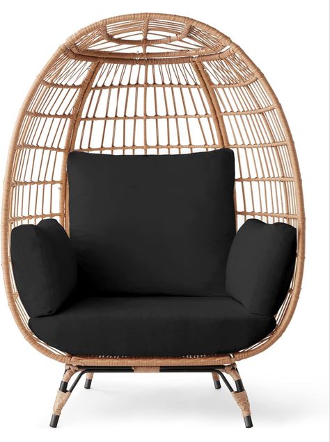 Best Choice Products Wicker Egg Chair, Oversized Indoor Outdoor Lounger for Patio, Backyard, Living Room w/ 4 Cushions, Steel Frame, 440lb Capacity - Black #amazon#home#trendy#affiliate#amazonfinds#shop#decor Backyard Living Room, Wicker Egg Chair, Outdoor Loungers, Patio Backyard, Backyard Living, Shop Decor, Egg Chair, House Decor, Steel Frame