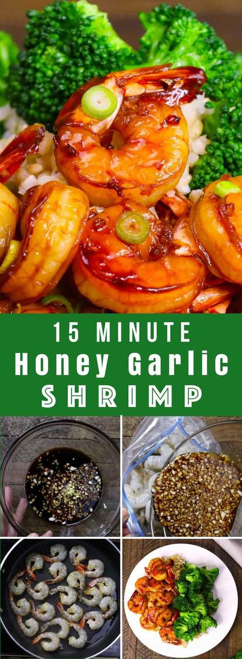 The easiest, most unbelievably delicious Honey Garlic Shrimp. And it’ll be on your dinner table in just 15 minutes. Succulent shrimp marinated in honey, garlic, soy sauce and ginger mix, seared in frying pan. Ready in 15 minutes! Quick and easy dinner recipe. Video recipe. | Tipbuzz.com #EasyShrimp #ShrimpRecipe Garlic Chicken With Potatoes, Eatwell101 Recipes, Garlic Shrimp Recipes, Easy Honey Garlic Shrimp, Slow Cooker Honey Garlic Chicken, Sriracha Shrimp, Honey Shrimp, Honey Garlic Shrimp, Honey Garlic Sauce