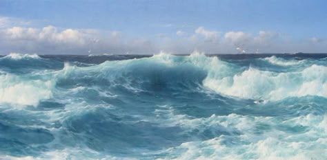 The Morning Tide | David James Painting Of Waves, Desain Buklet, David James, Hur Man Målar, Ocean Vibes, Tableau Art, Sea Painting, Ocean Painting, Seascape Paintings