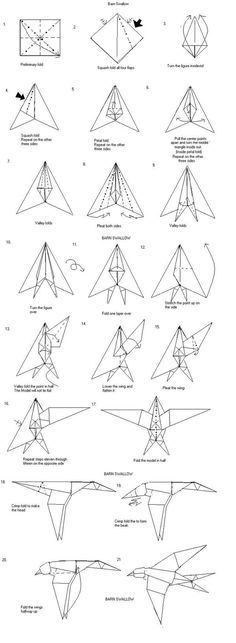 Origami Bird Tutorial, Origami Swallow, Origami Tattoo, Origami Shapes, Origami Mobile, Origami Architecture, Origami Swan, Origami Artist, Origami Wedding