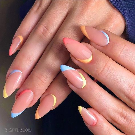 Sns Nails Designs, Long Nail Art, Pastel Nails Designs, Lavender Nails, Almond Nails Designs, Pastel Nails, Yellow Nails, Minimalist Nails, Chic Nails