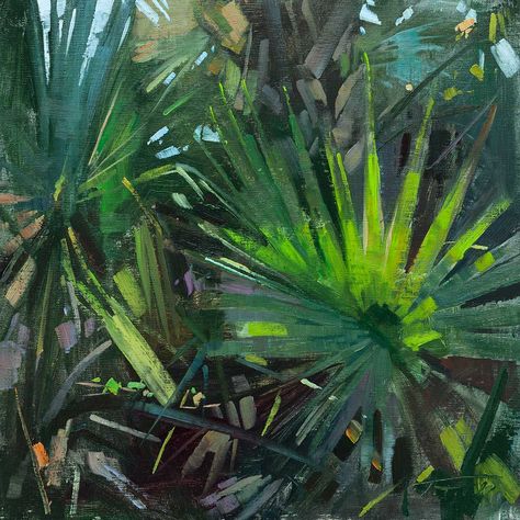 Patrick Saunders Fine Arts - Landscape Painting - Oil on Linen - Jungle Sharp Jungle Painting, Tropical Painting, Creation Photo, Jungle Art, Plant Painting, Southwest Art, Fine Art Landscape, Tropical Art, Plein Air Paintings