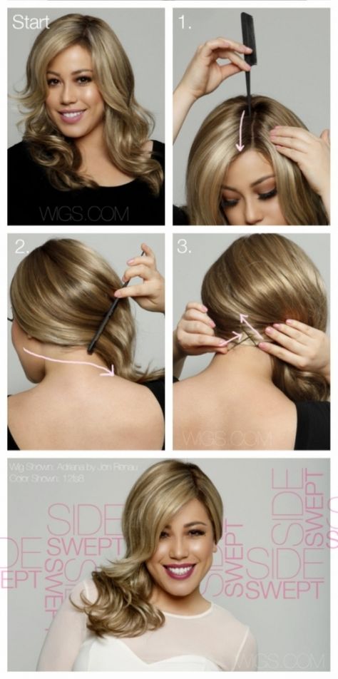 Side Swept Hair Tutorial Side Swept Hair, Embrace Messy Hair, Side Swept Hairstyles, Side Swept, Elegant Hairstyles, Hair Today, Hair Dos, Messy Hairstyles, Gorgeous Hair