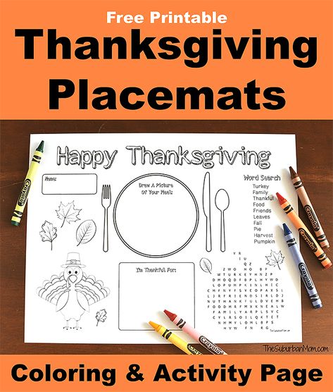 12 Free Printable Thanksgiving Kids Activity Placemats And Pages Printable Thanksgiving Placemats, Thanksgiving Placemats Preschool, Placemats For Kids, Free Printable Thanksgiving, Thanksgiving Games For Kids, Activity Placemat, Free Thanksgiving Printables, Thanksgiving Placemats, Suburban Mom