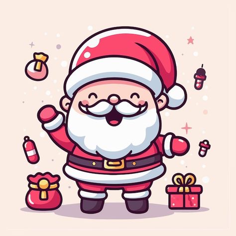 Cute santa claus vector illustration hap... | Premium Vector #Freepik #vector #illustration #santa-claus #happy-christmas #happy-holiday Santa Claus Illustration Cute, Santa Claus Illustration, Santa Claus Vector, Cute Santa Claus, Illustration Cute, Cute Santa, Christmas Happy, Happy Holiday, Happy Christmas