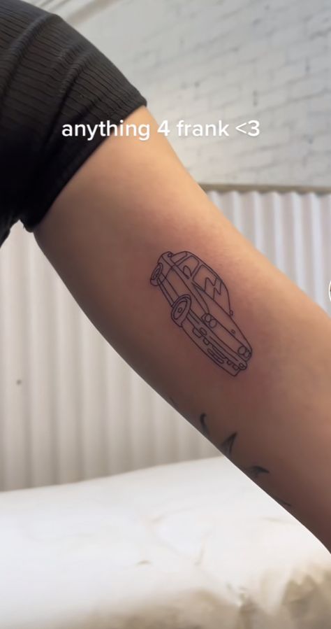 Frank Ocean Pyramids Tattoo, Frank Ocean Car Tattoo, Album Cover Tattoo Ideas, Tattoo Ideas Frank Ocean, Ivy Frank Ocean Tattoo, Nostalgia Ultra Tattoo, Channel Orange Tattoo, E30 Tattoo, White Ferrari Frank Ocean Tattoo