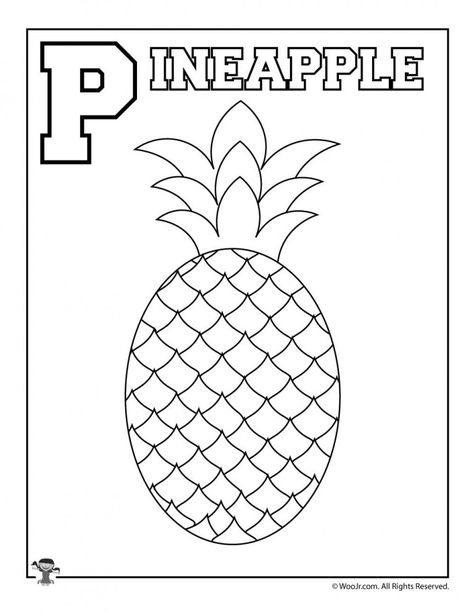 P is for Pineapple P Is For Pineapple, Pineapple Coloring Page, Letter P Crafts, Letter P Worksheets, Safari Crafts, Preschool Lesson Plan Template, Alphabet Letter Templates, Coloring Letters, Free Preschool Printables