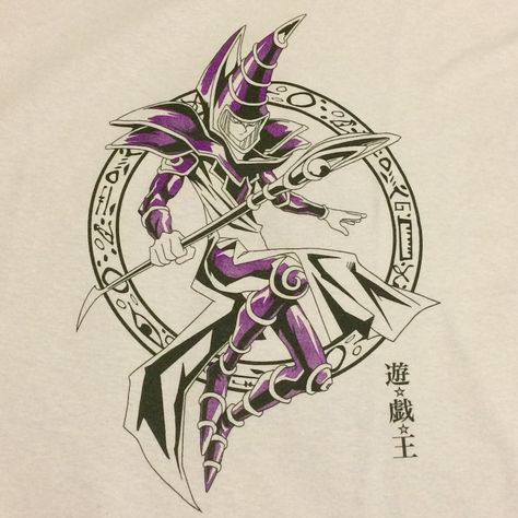 Dark Magician T-Shirt Front. Dark Magician Art, Dark Magician Tattoo, Dark Magician Cards, Yugioh Tattoo, Magician Art, Dark Magician, Naruto Tattoo, Card Tattoo, Yugioh Cards